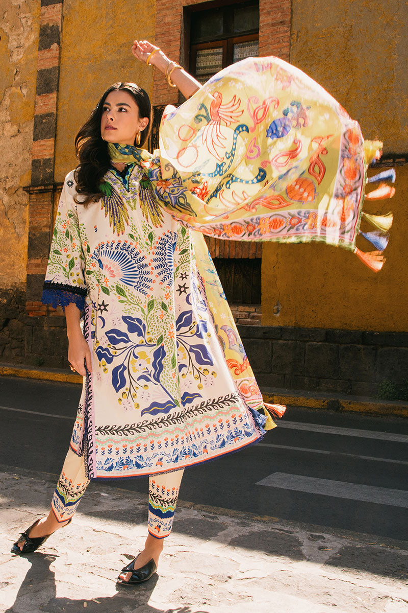 Mushq | La Dolce Hemline Prints 25 | Magnolias S Off White Lawn