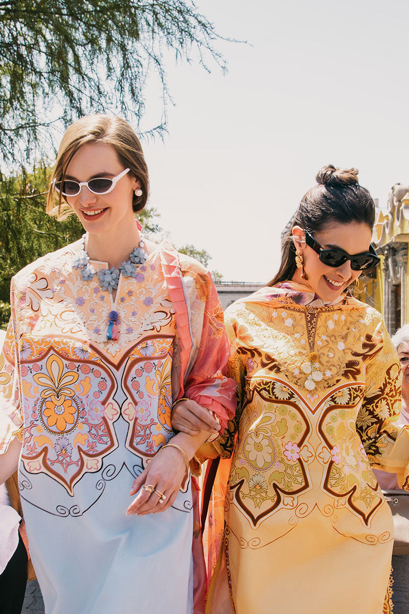 Mushq | La Dolce Hemline Prints 25 | Water Lily L Sky Blue Lawn