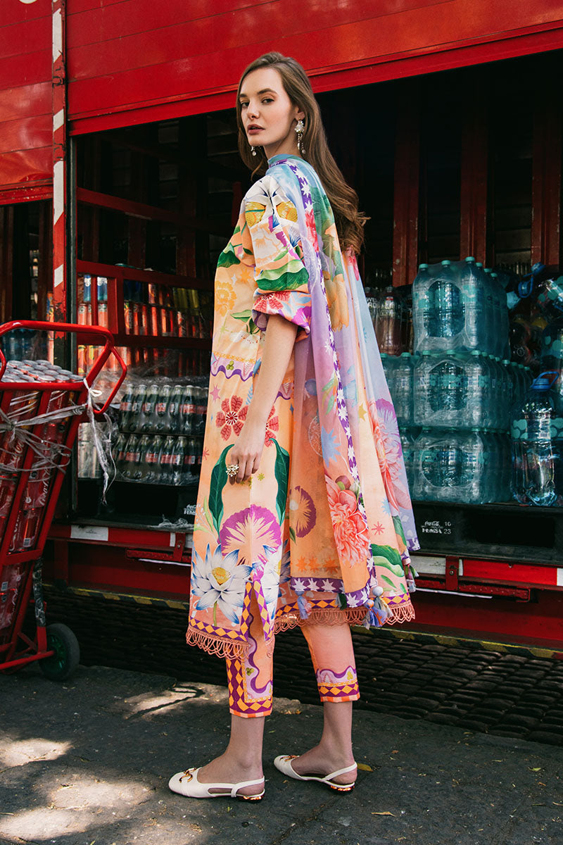 Mushq | La Dolce Hemline Prints 25 | Angels Song S Peach Lawn