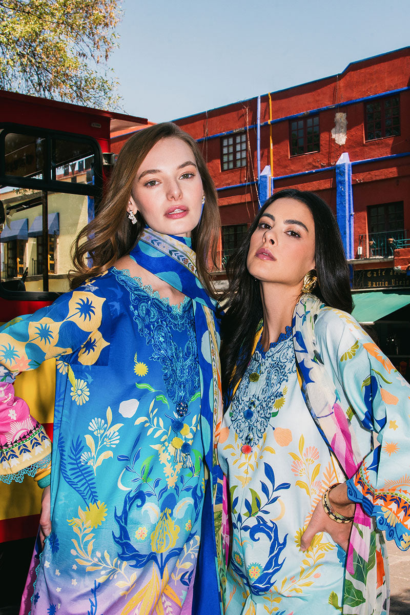 Mushq | La Dolce Hemline Prints 25 | Floral Paradise S Light Blue Lawn