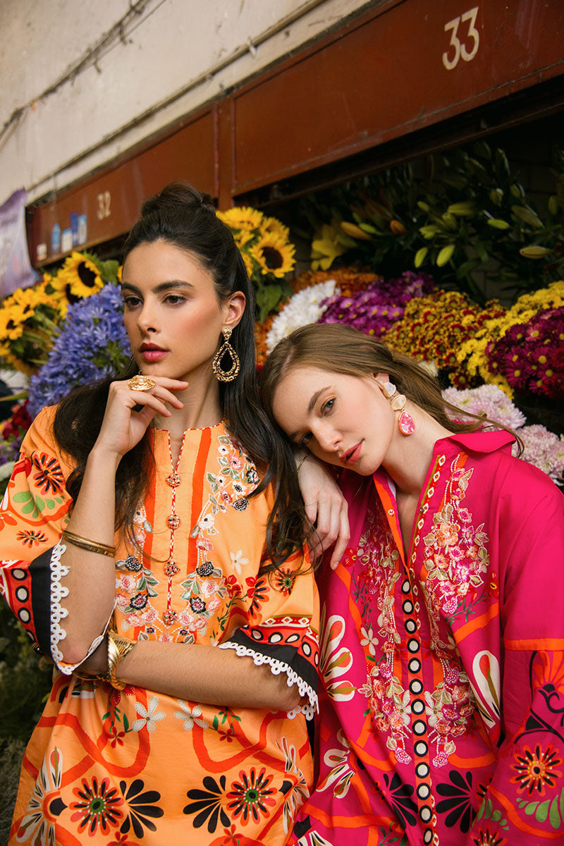 Mushq | La Dolce Hemline Prints 25 | Doves of Garden XL Orange Lawn