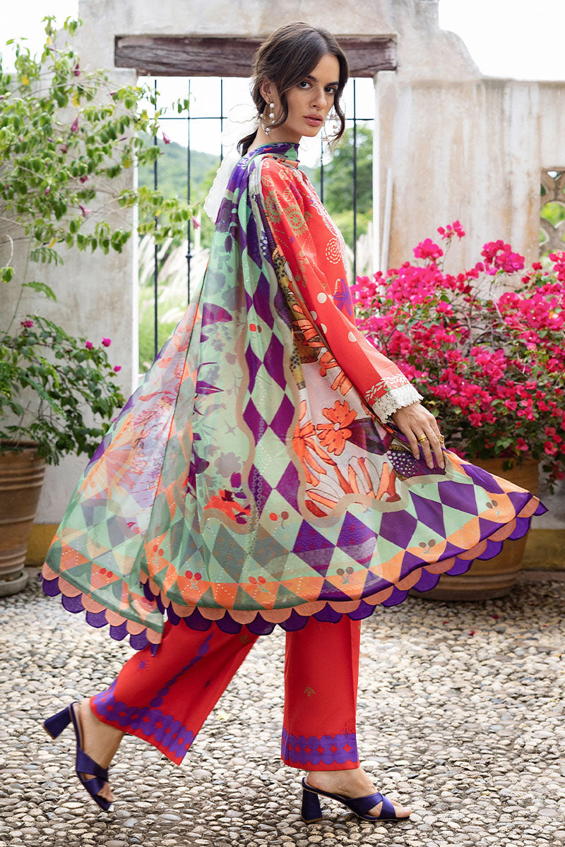 Mushq | Mirasol Printed Cambric | Carmin Rosa - Pakistani Designer Dress - by Mushq - Type : Ladies Clothes - 100% Original at Saira Sultan
