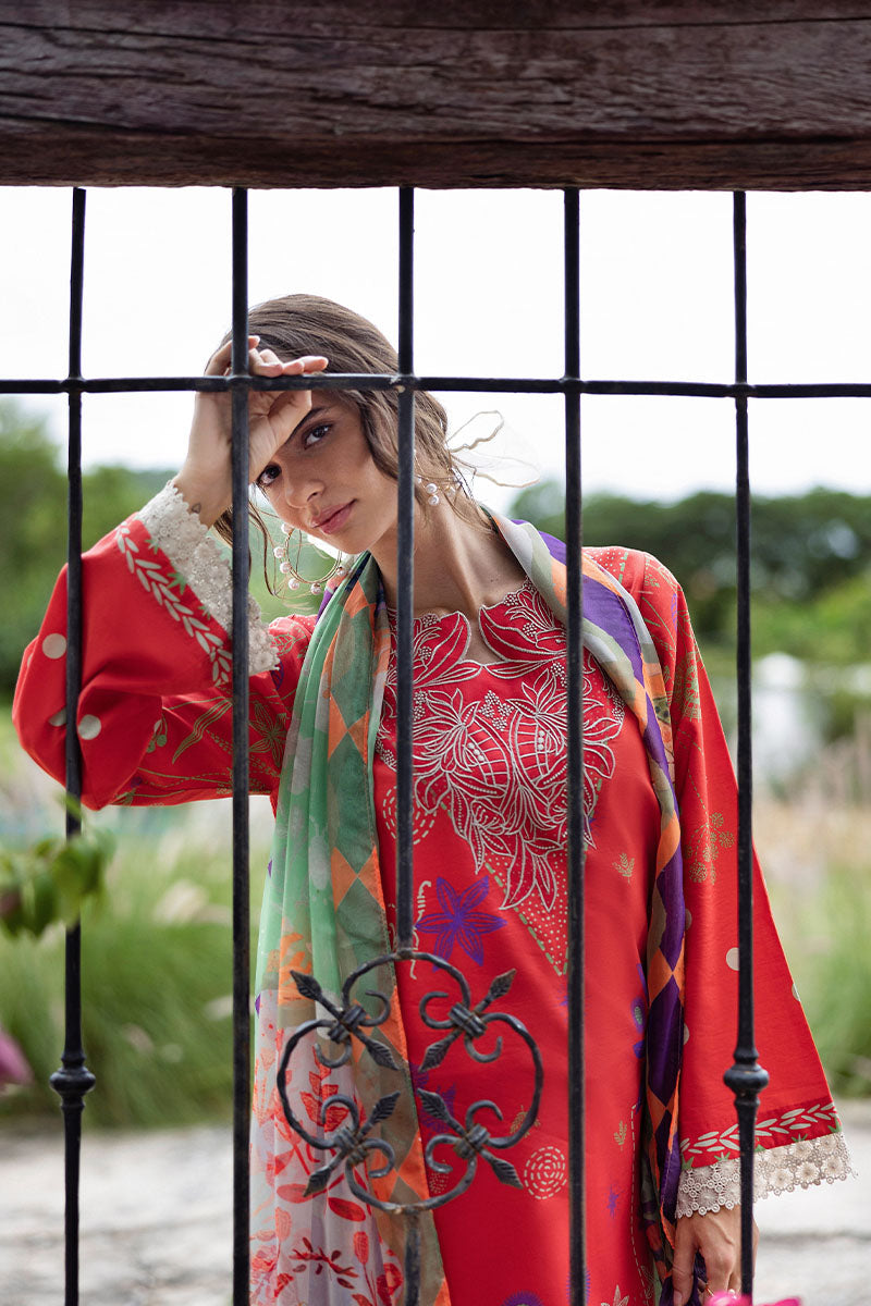 Mushq | Mirasol Printed Cambric | Carmin Rosa - Pakistani Designer Dress - by Mushq - Type : Ladies Clothes - 100% Original at Saira Sultan