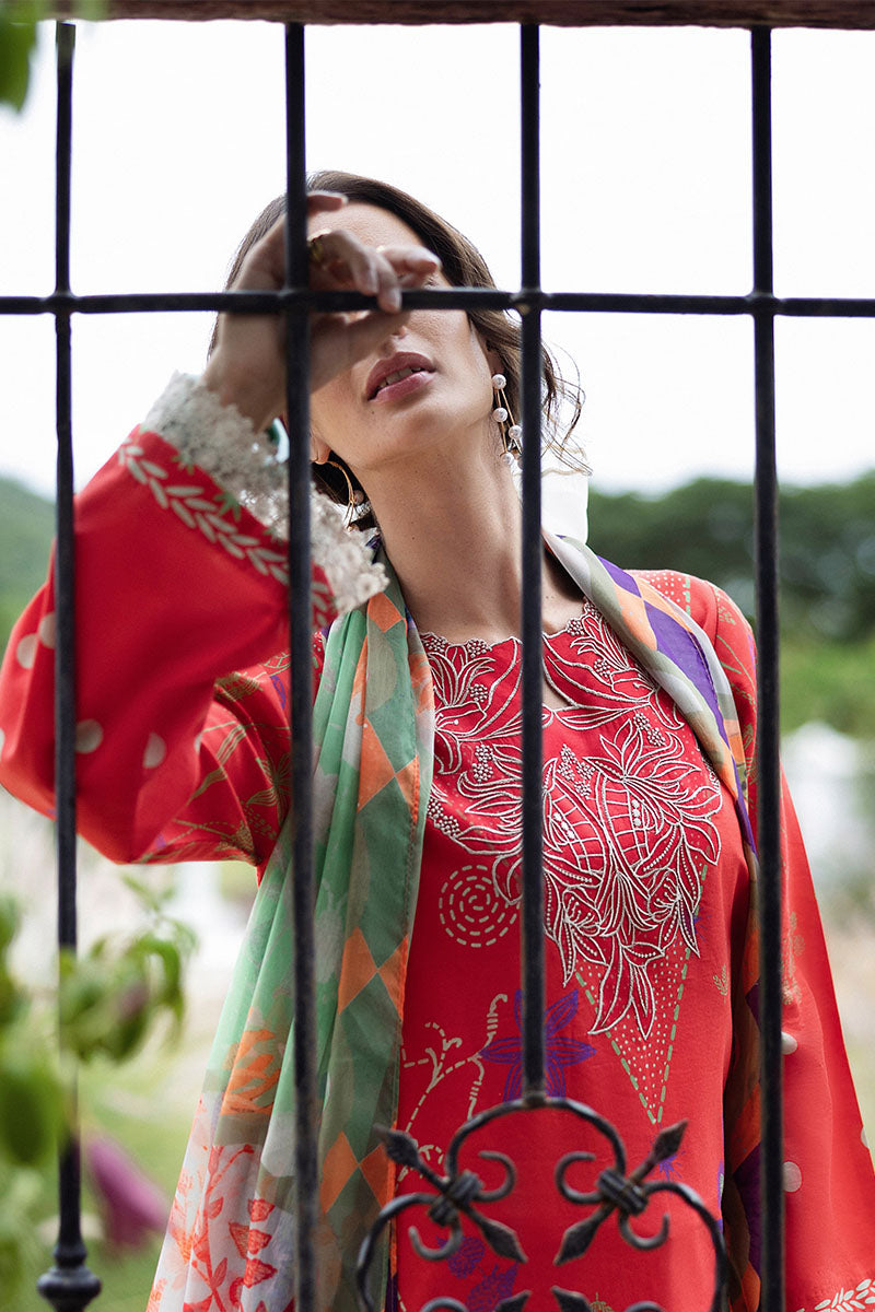 Mushq | Mirasol Printed Cambric | Carmin Rosa - Pakistani Designer Dress - by Mushq - Type : Ladies Clothes - 100% Original at Saira Sultan