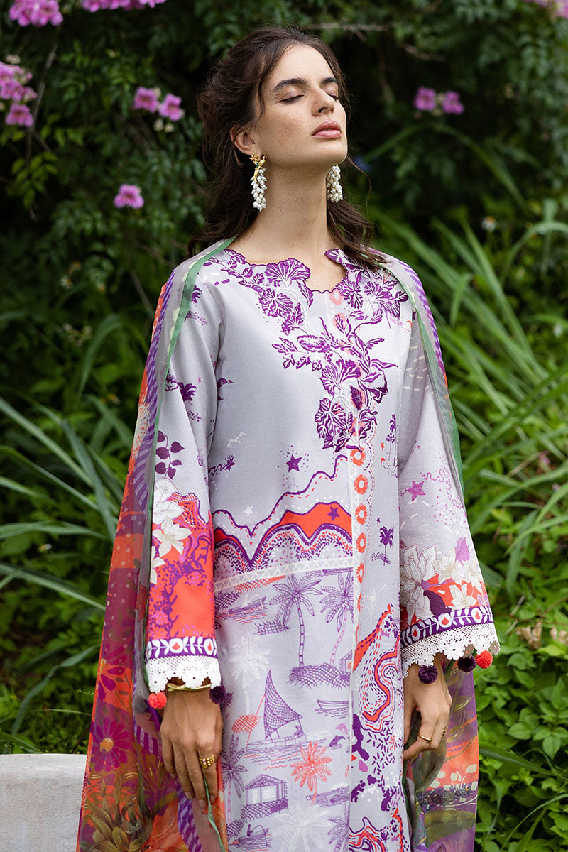 Mushq | Mirasol Printed Cambric | Luna Plata - Pakistani Designer Dress - by Mushq - Type : Ladies Clothes - 100% Original at Saira Sultan