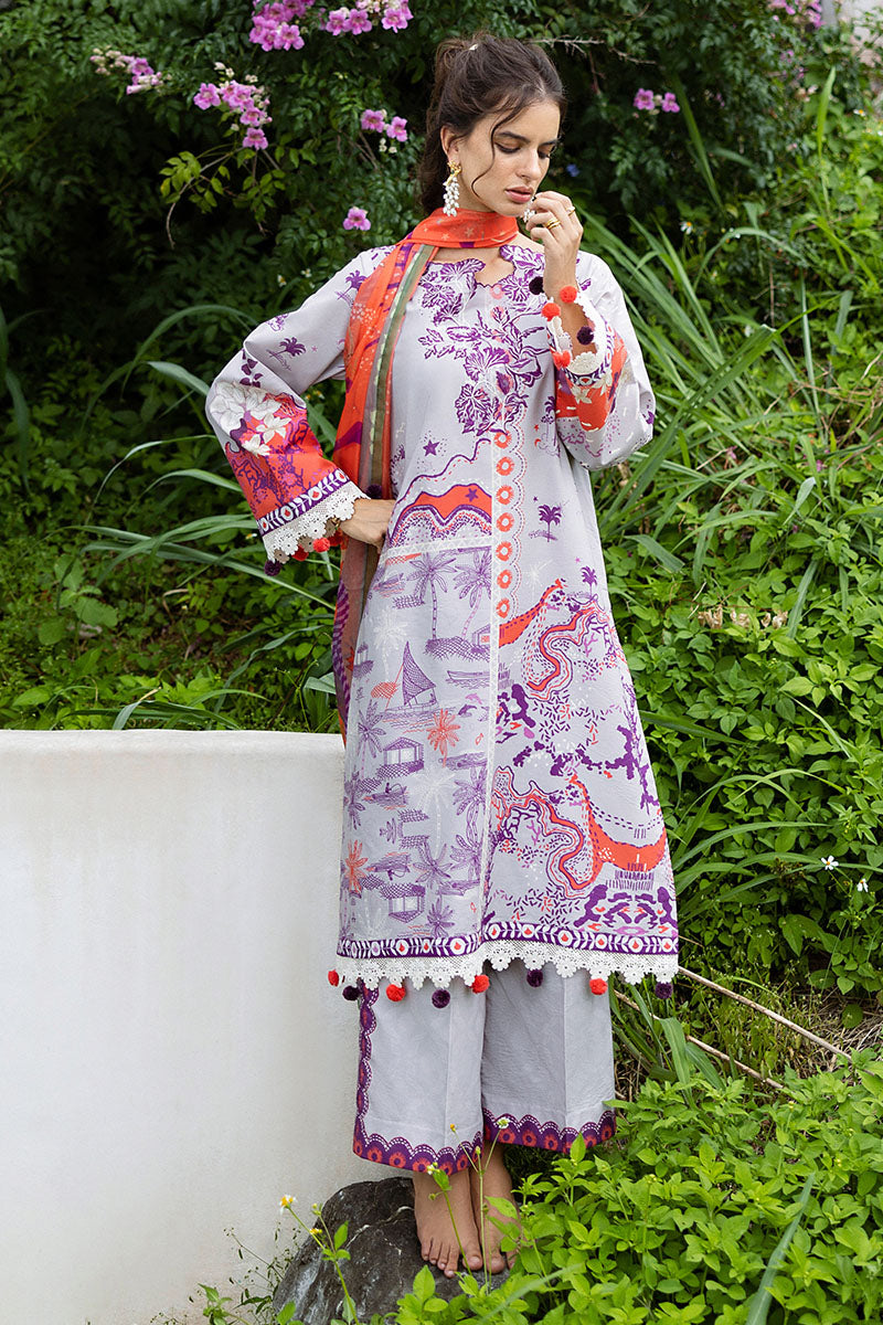 Mushq | Mirasol Printed Cambric | Luna Plata - Pakistani Designer Dress - by Mushq - Type : Ladies Clothes - 100% Original at Saira Sultan