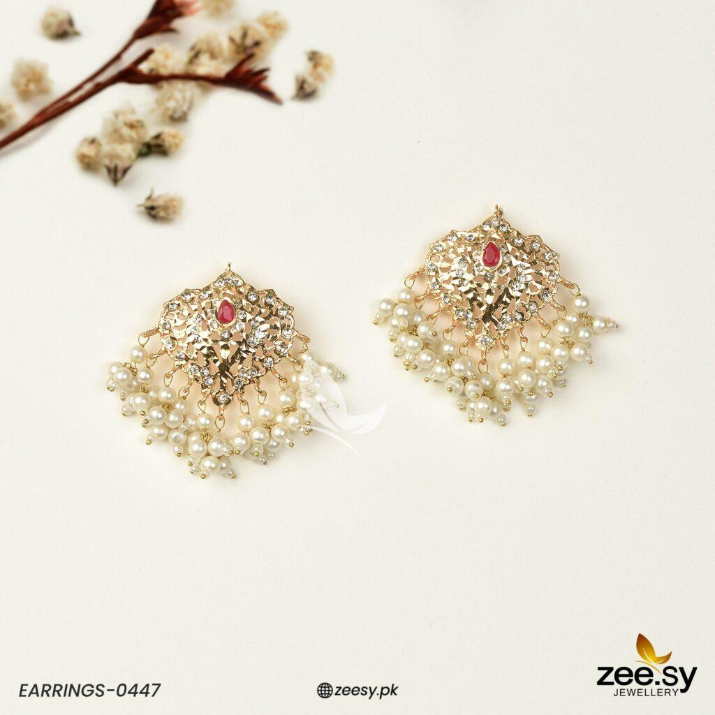 Hyderabadi Earrings-0447 Red