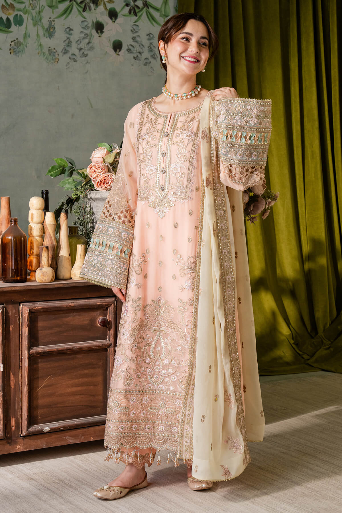 Imrozia Premium | Naina Chiffon | I-193 Kashud - Pakistani Designer Dress - by Imrozia Premium | Type: Formal - 100% Original at Saira Sultan