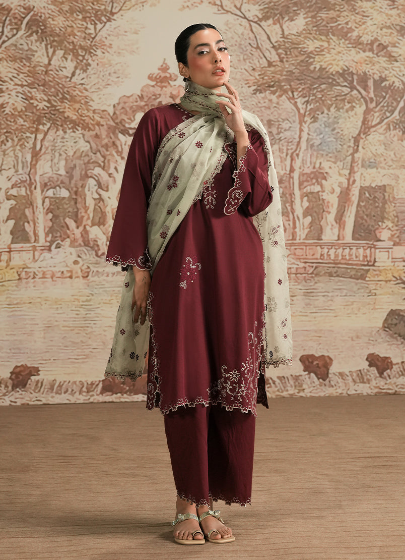 Image | Spring the Tea | ICSTE-213885-12439 S Maroon Cotton Satin