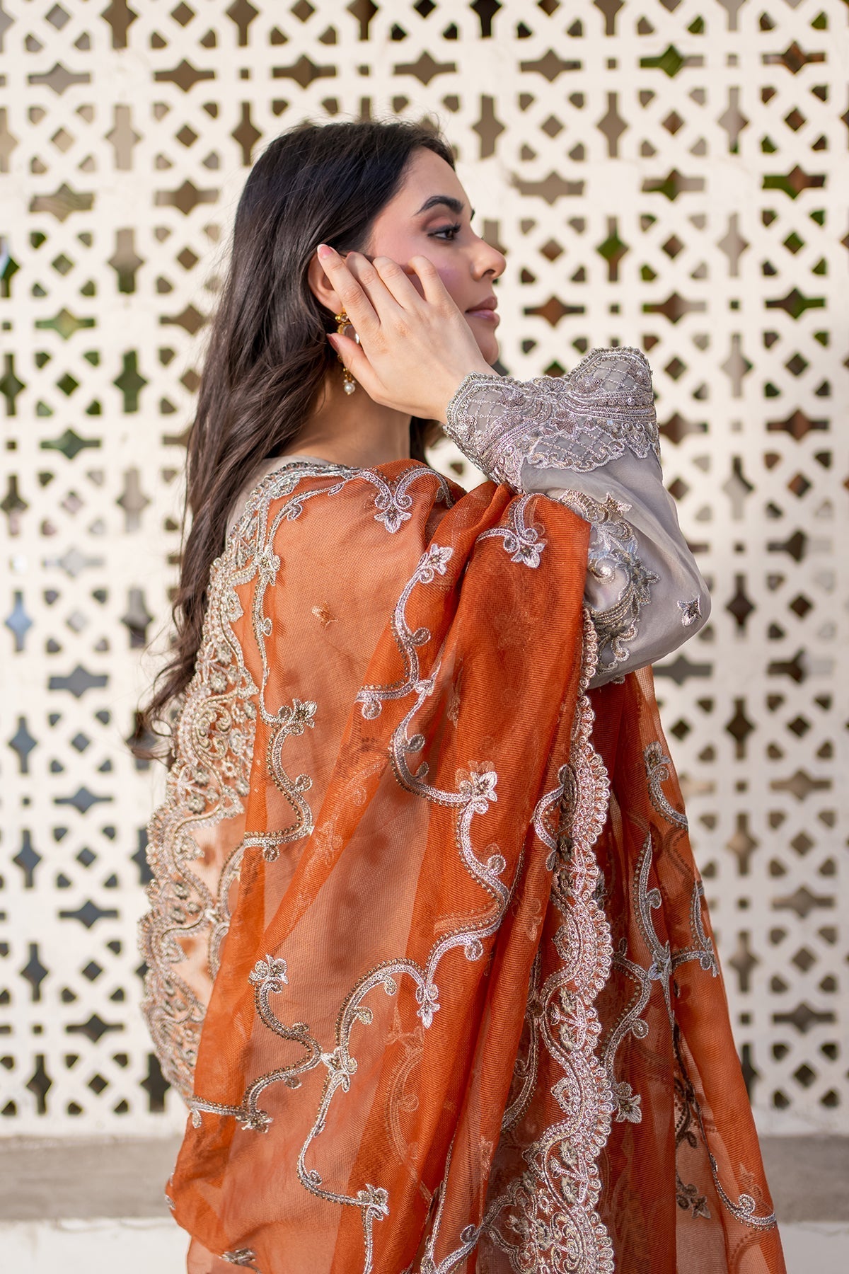 Imrozia Premium | Meeras Luxury Eid 25 | I-227 MISR XL Mouse Gray Organza