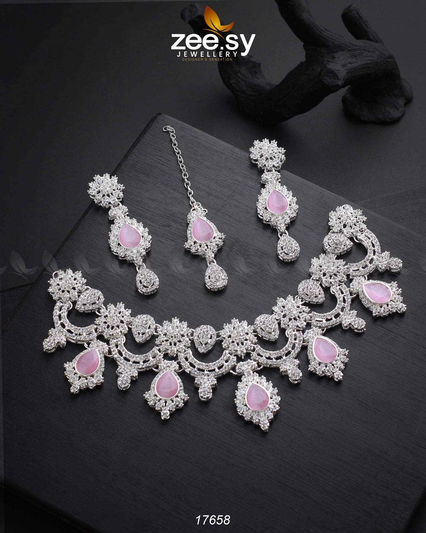 Aether Necklace Silver Pink