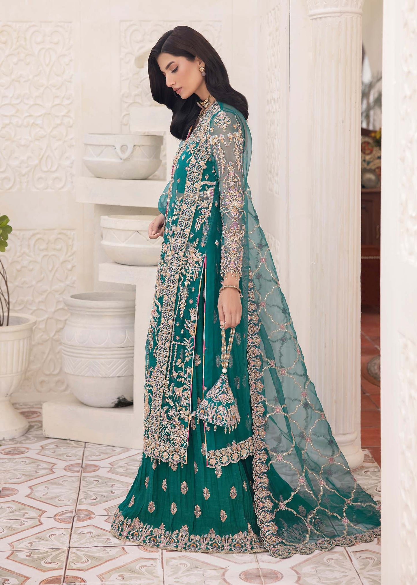 Kanwal Malik | Mirha Eid Luxury Pret 25 | Maya S Teal Synthetic Organza