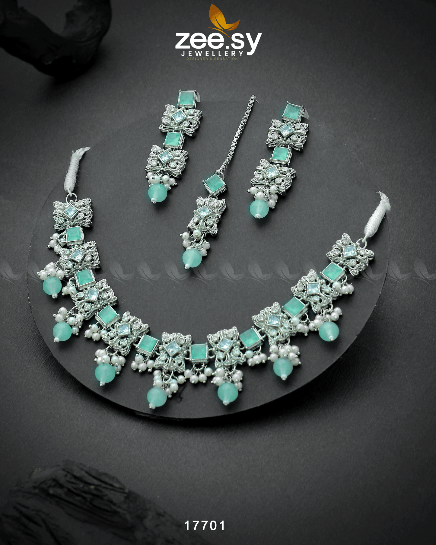 Harbor Necklace Silver Mint Green