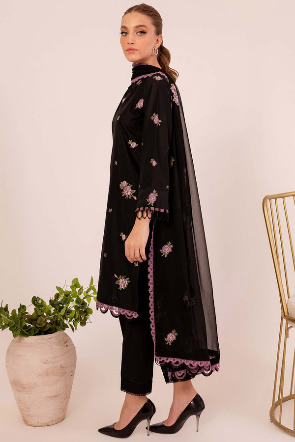 Farasha | Summer Weaves Embroidered Lawn | MYSTIQUE L Black Lawn