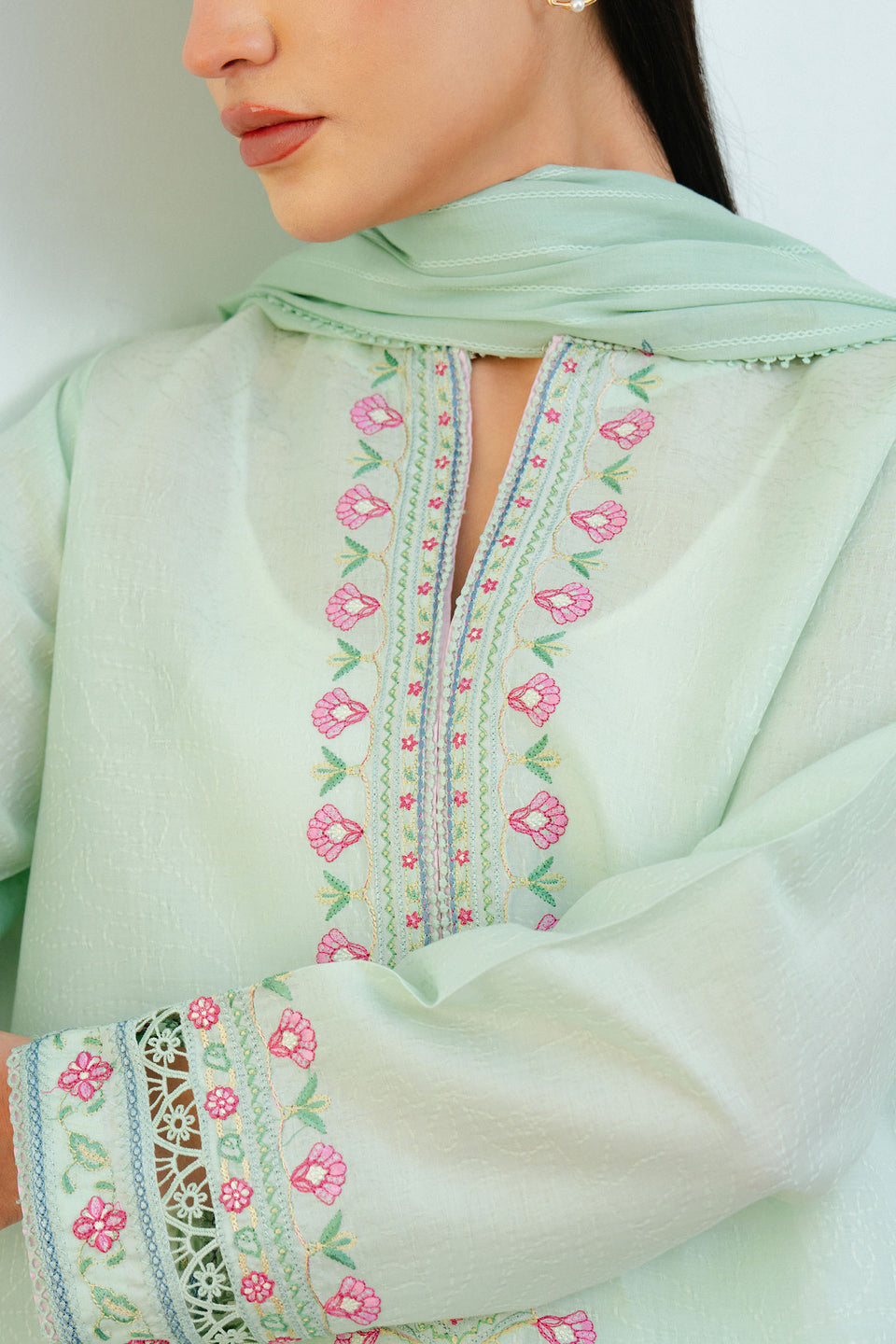 Zara Shahjahan | Coco Lawn 25 | INDI-9A M Light Ferozi Gray Jacquard