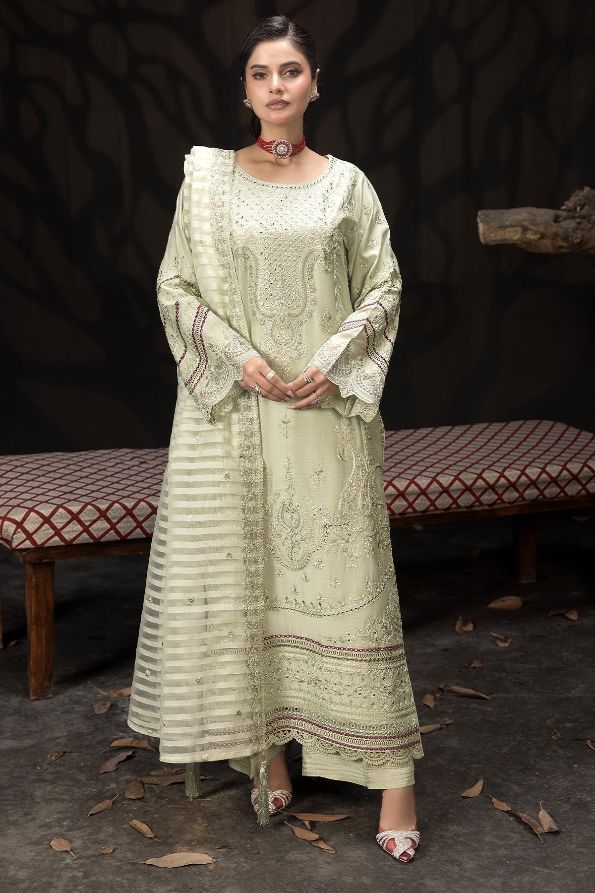 Imrozia Premium | Gulzar e Dil | I.P-103 Hina XL Mint Gray Viscose