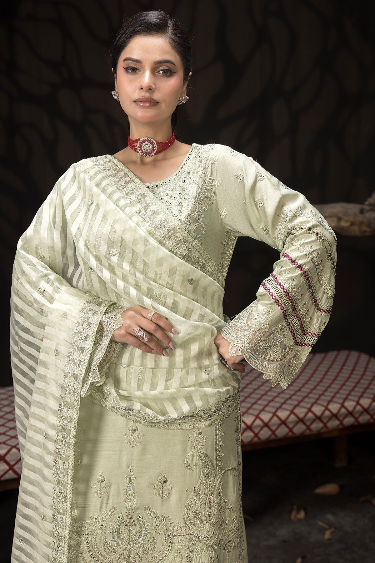 Imrozia Premium | Gulzar e Dil | I.P-103 Hina S Mint Gray Viscose