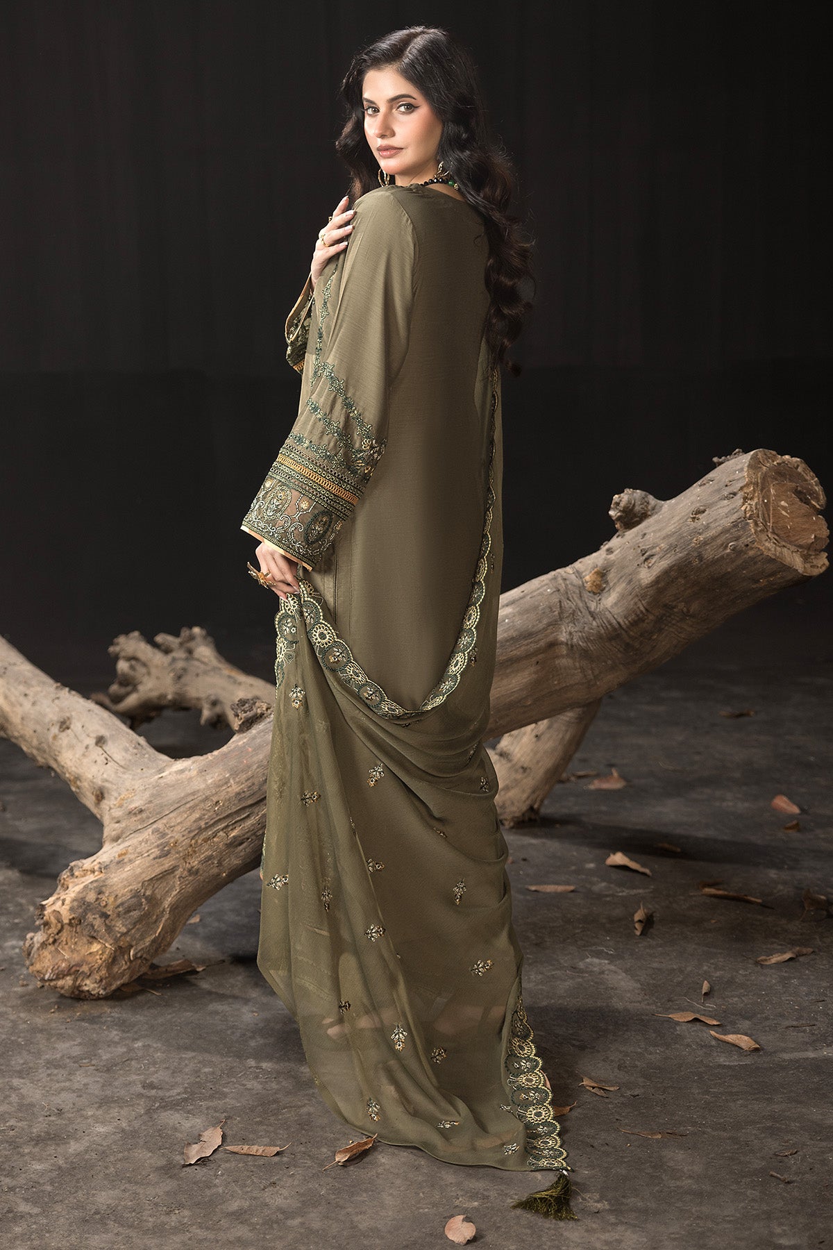 Imrozia Premium | Gulzar e Dil | I.P-105 Dilfareb S Olive Haze Viscose