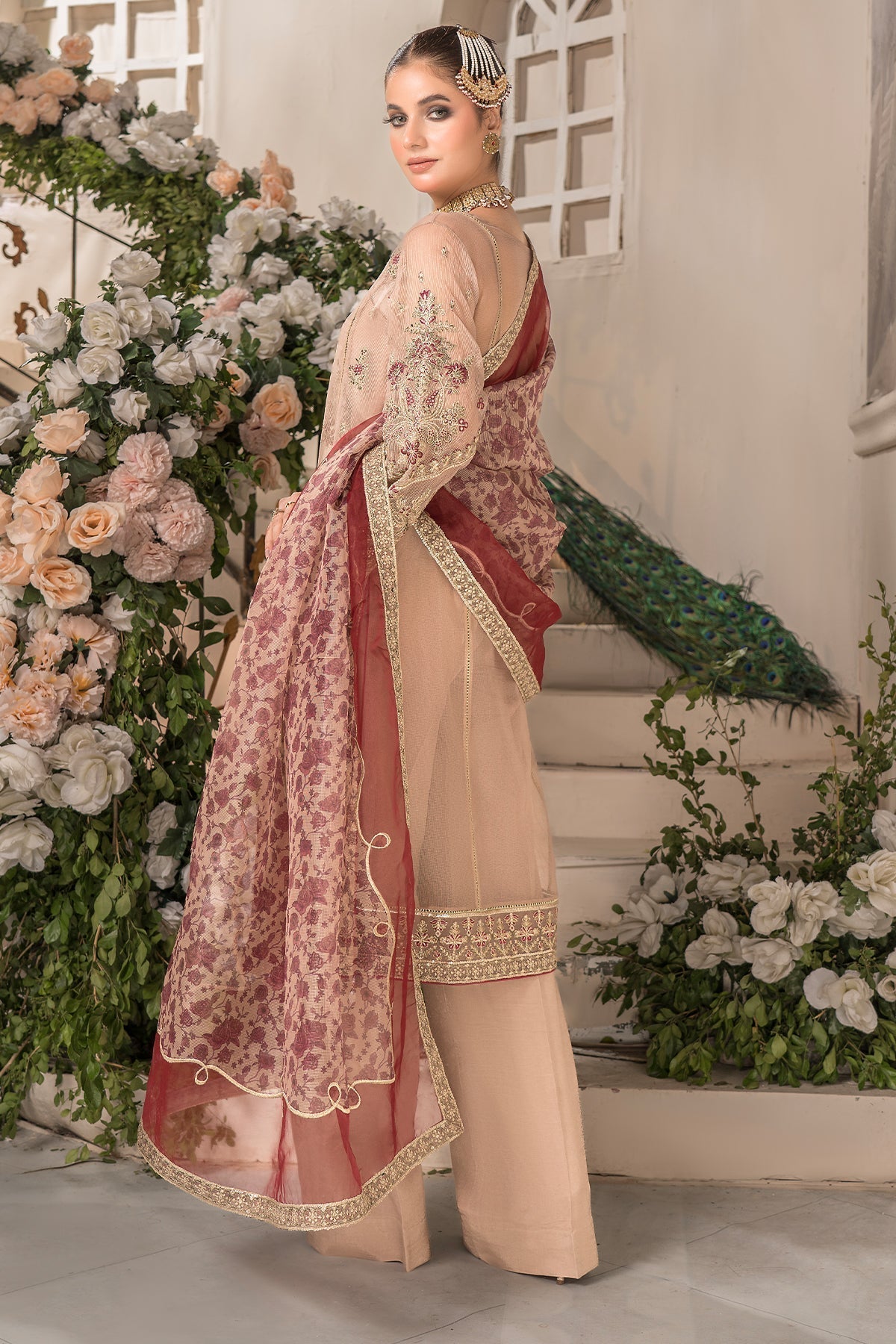 Imrozia Premium | Dilkash Formals | IP-111 Taneesha M Pinkish Gray Khadi Net