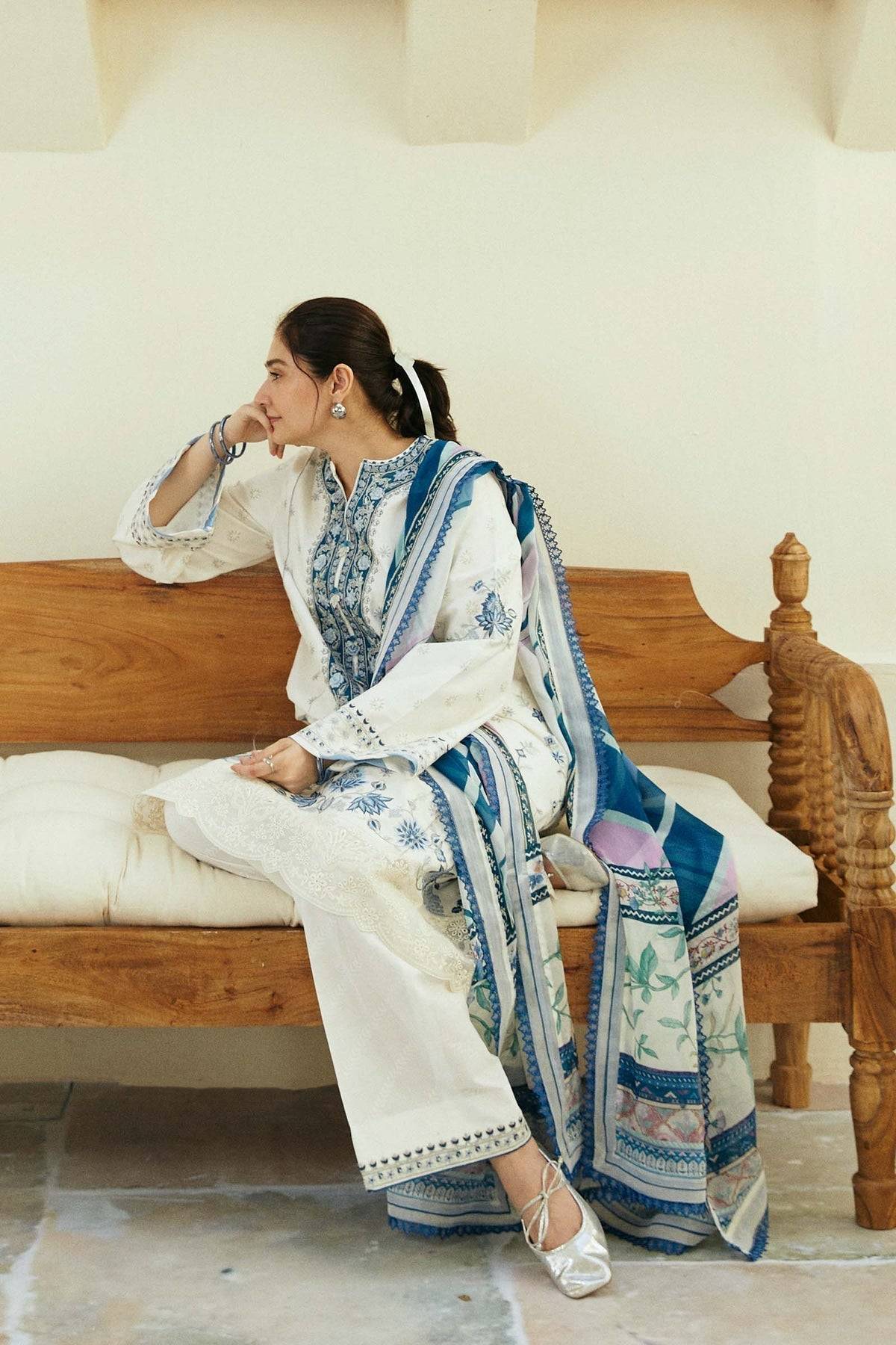 Zara Shahjahan | Coco Lawn Eid Edit 24 | IVORY-D4 - Pakistani Designer Dress - by Zara Shahjahan | Type: Luxury - 100% Original at Saira Sultan