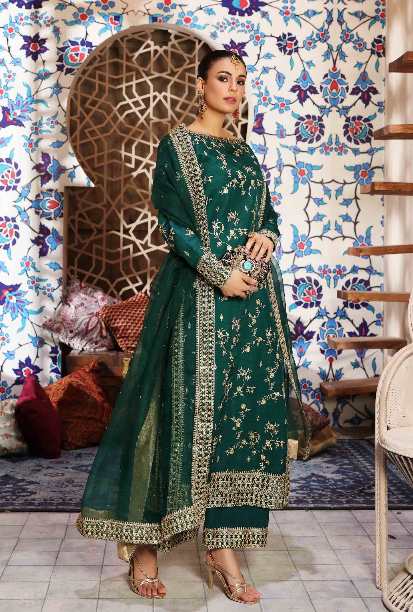 Waqas Shah | Ishq Naama | GREEN ROSE - Pakistani Designer Dress - by Waqas Shah | Type: Formal - 100% Original at Saira Sultan