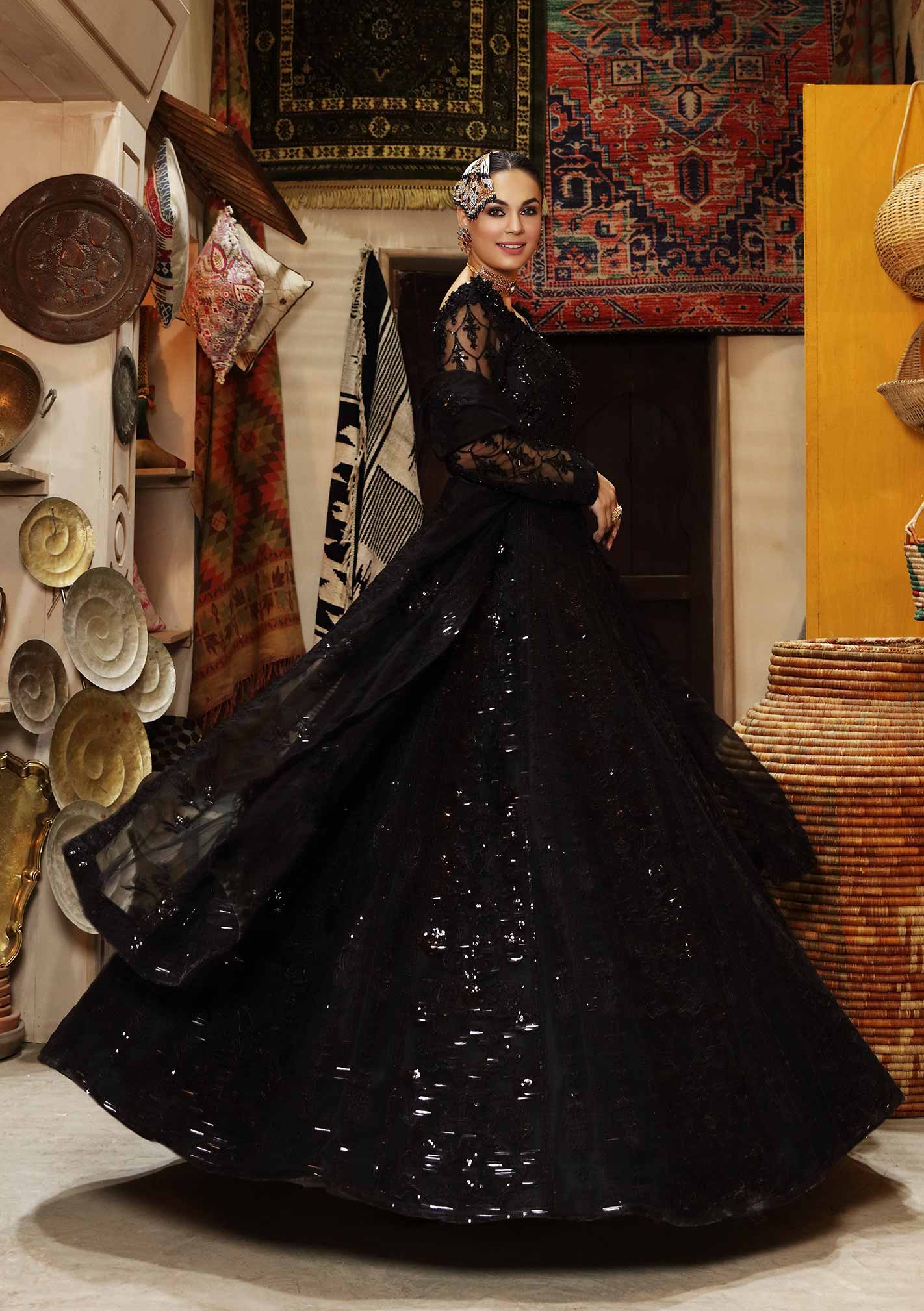 Waqas Shah | Ishq Naama | Black Blossom - Pakistani Designer Dress - by Waqas Shah | Type: Formal - 100% Original at Saira Sultan