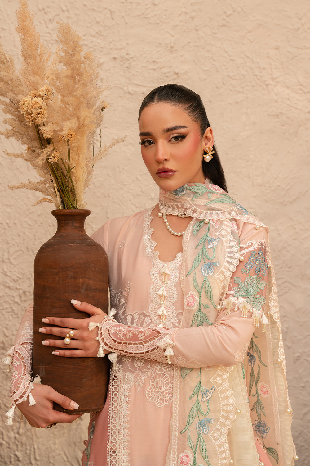Saira Rizwan | Luxury Lawn 25 | FREYA-SRL25-09 S Lawn Pale Peach