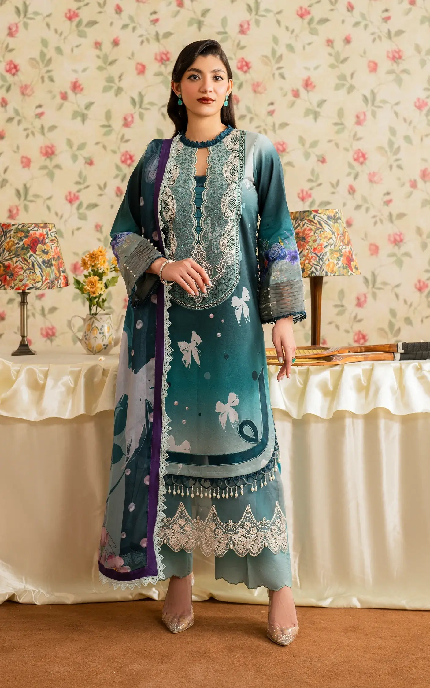 Asifa and Nabeel | Meraki Vintage 25 | Jal (MVL25-09) S Blue Lawn