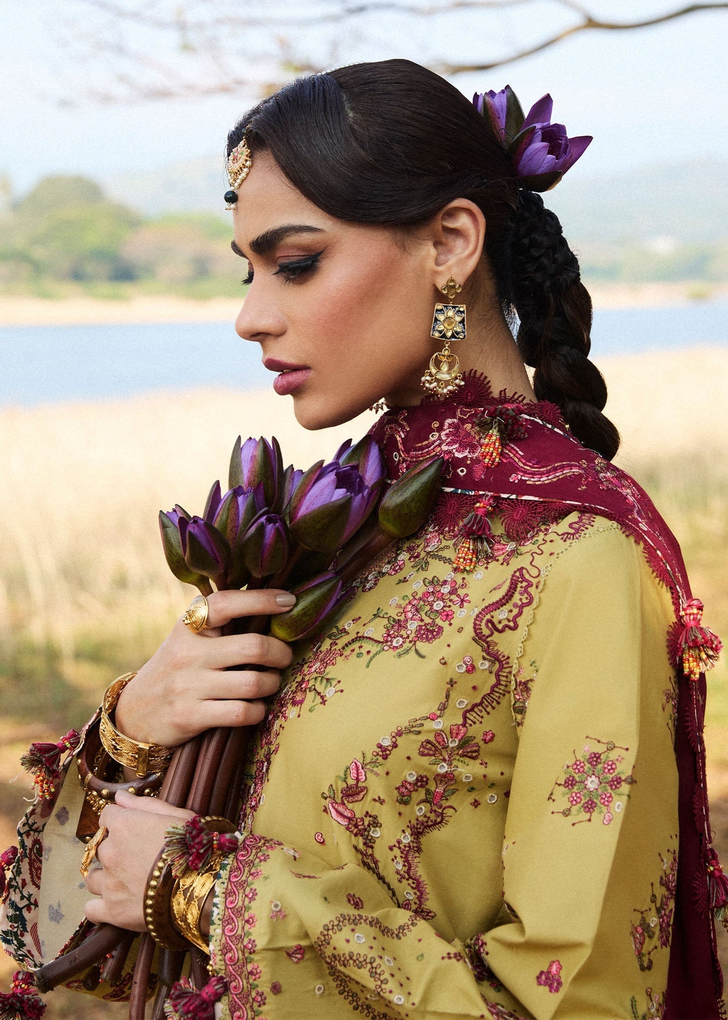 Hussain Rehar | Luxury Lawn 25 | Minted L Yellow Lawn
