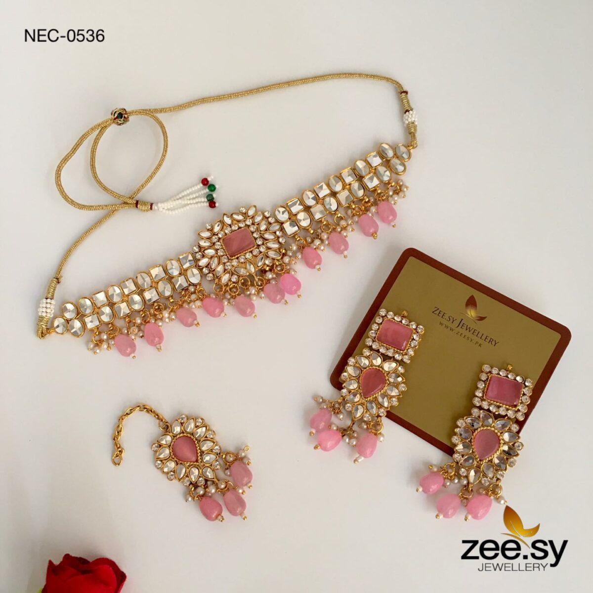 Kundan Necklace-0536 Pink
