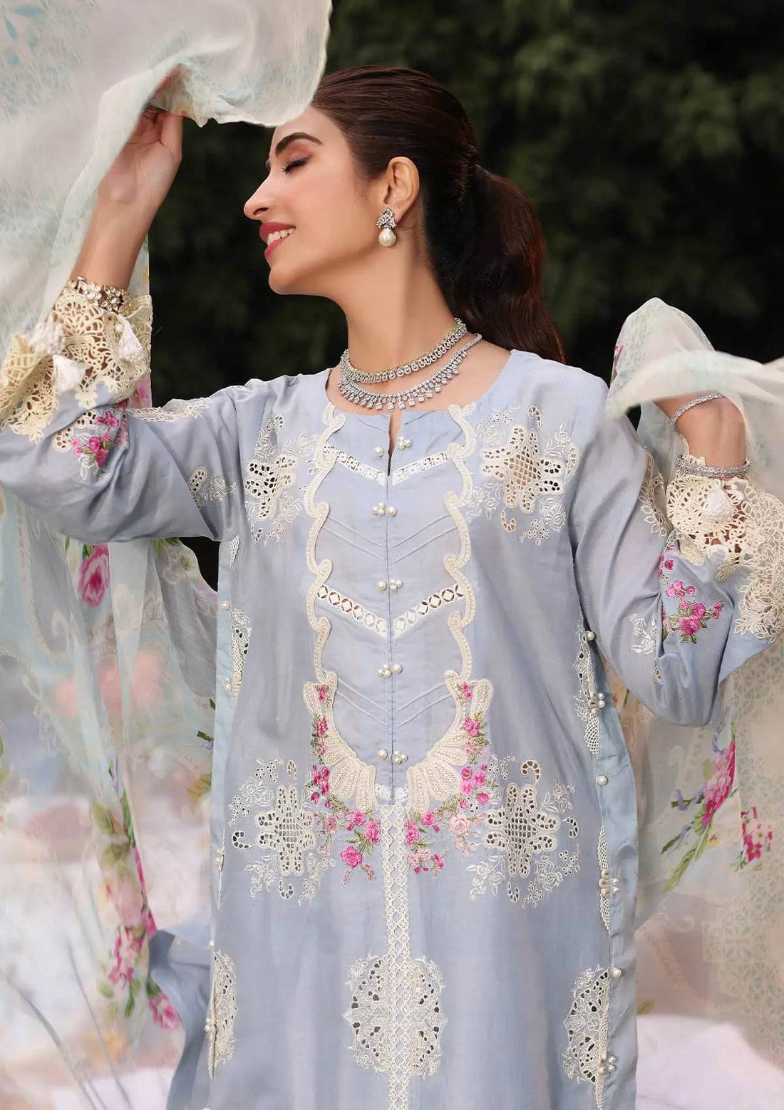 Kahf Premium | Festive Lawn 24 | KFL-08A FIRUZE - Pakistani Designer Dress - by Kahf Premium | Type: Luxury - 100% Original at Saira Sultan