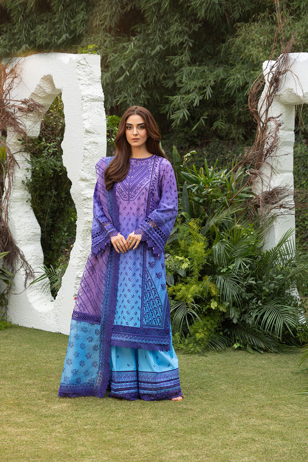 Sobia Nazir | Luxury Lawn 25 | 12B Custom Size Purple Gray Lawn