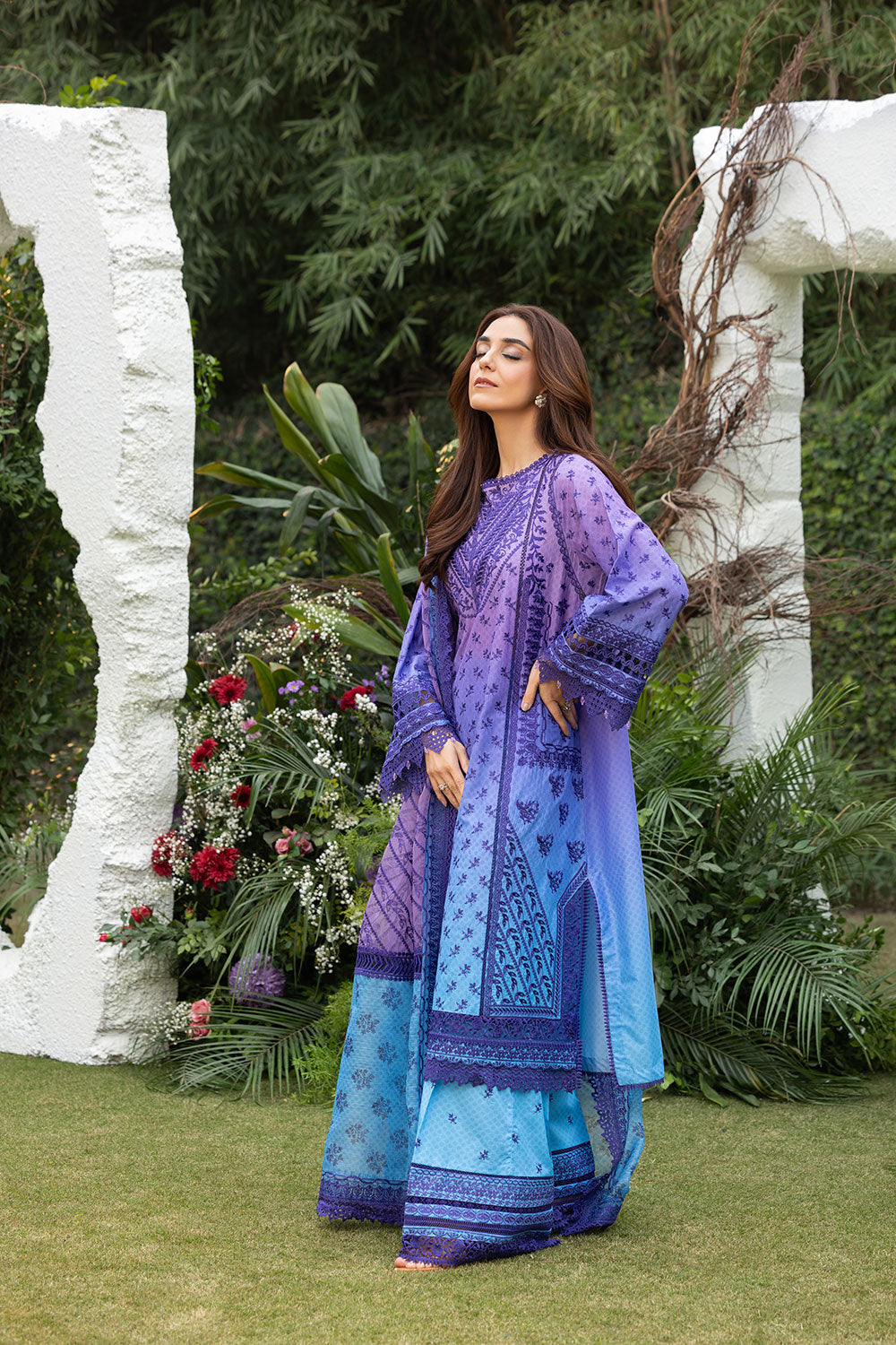 Sobia Nazir | Luxury Lawn 25 | 12B XL Purple Gray Lawn