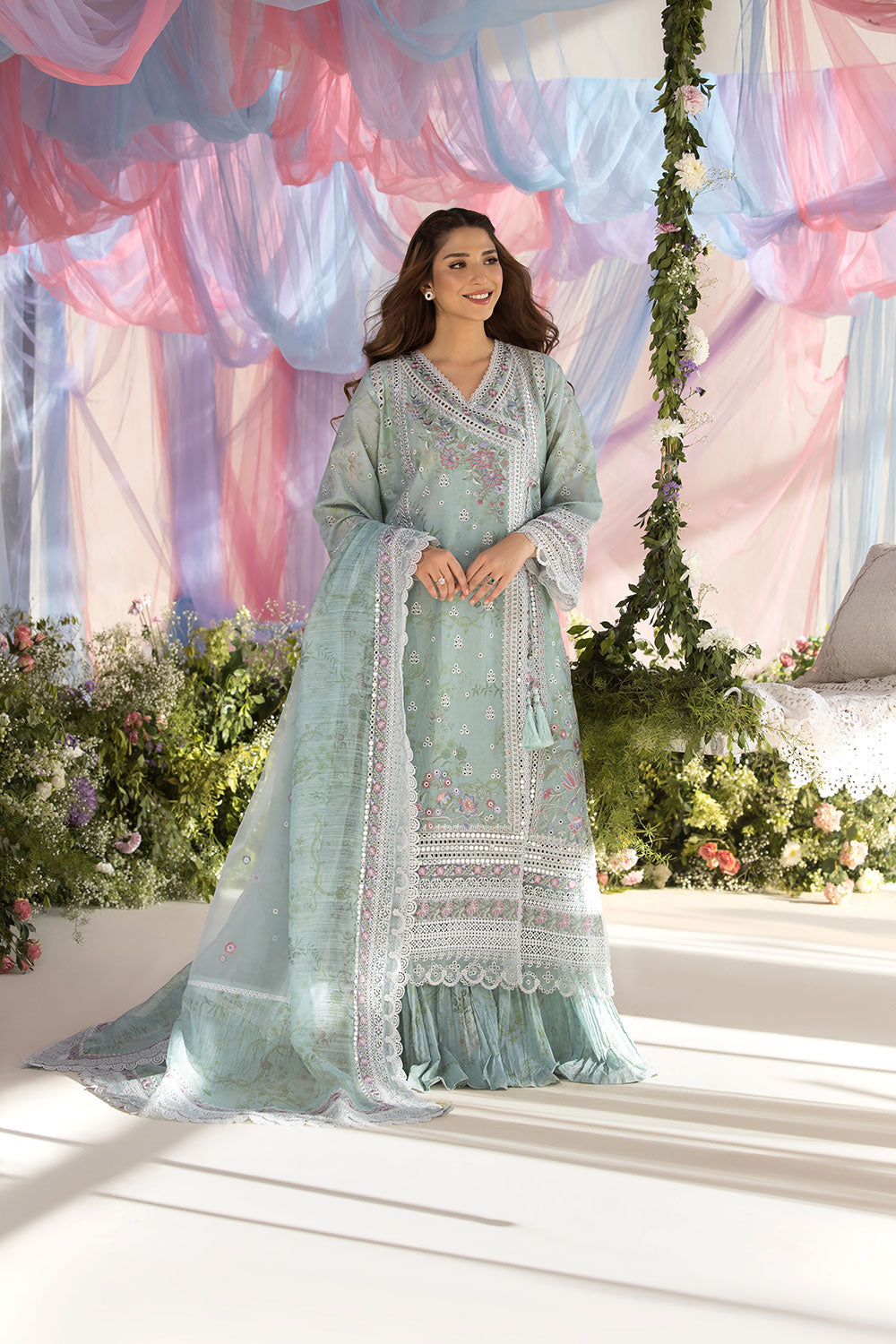 Sobia Nazir | Luxury Lawn 25 | 13A XL Mint Green Lawn