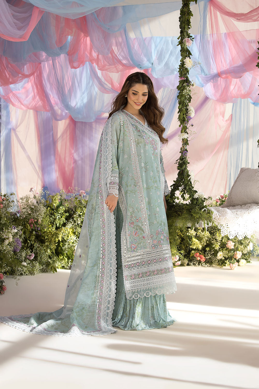Sobia Nazir | Luxury Lawn 25 | 13A S Mint Green Lawn