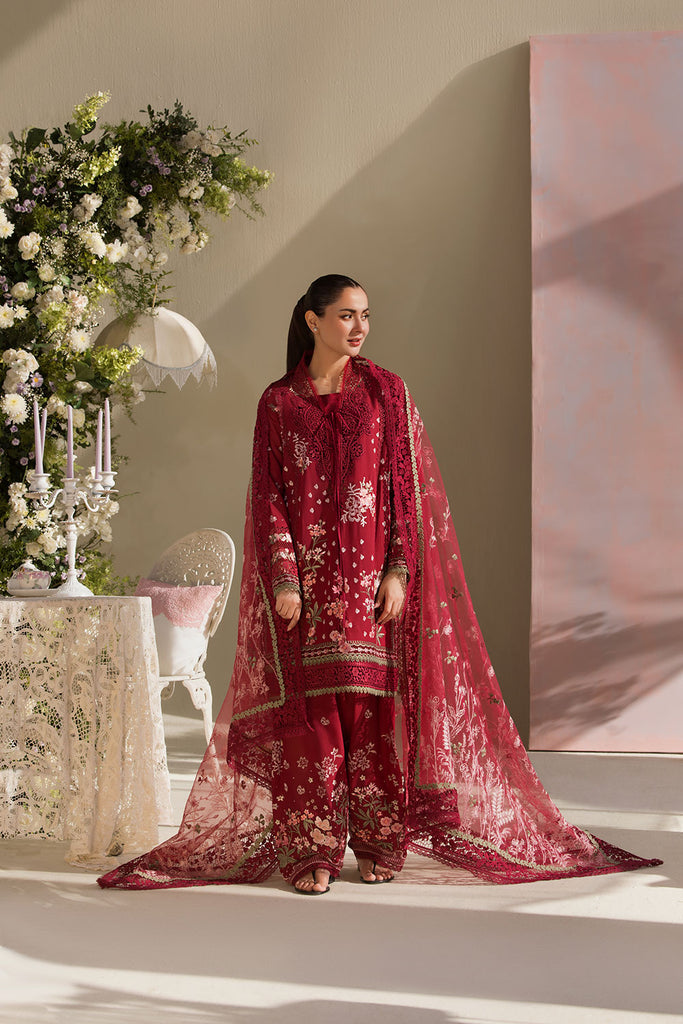 Sobia Nazir | Luxury Lawn 25 | 14A Custom Size Maroon Lawn