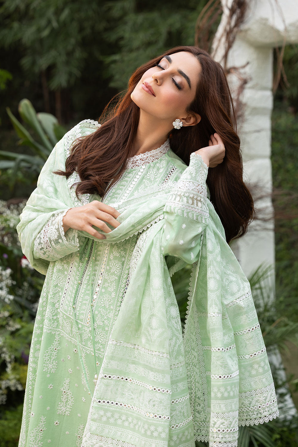 Sobia Nazir | Luxury Lawn 25 | 7B M Aqua Green Lawn