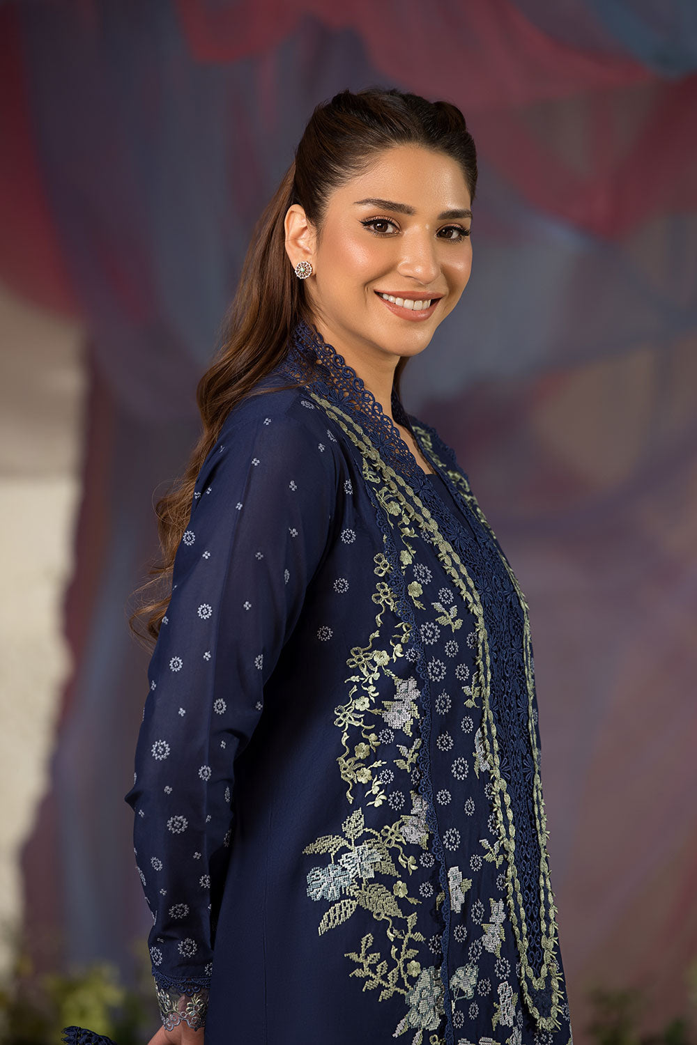 Sobia Nazir | Luxury Lawn 25 | 8A XL Navy Blue Lawn