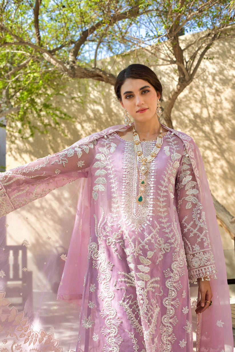 Kara | Kamdani Festive Collection | Lavender Hues S Lilac Cotton Net