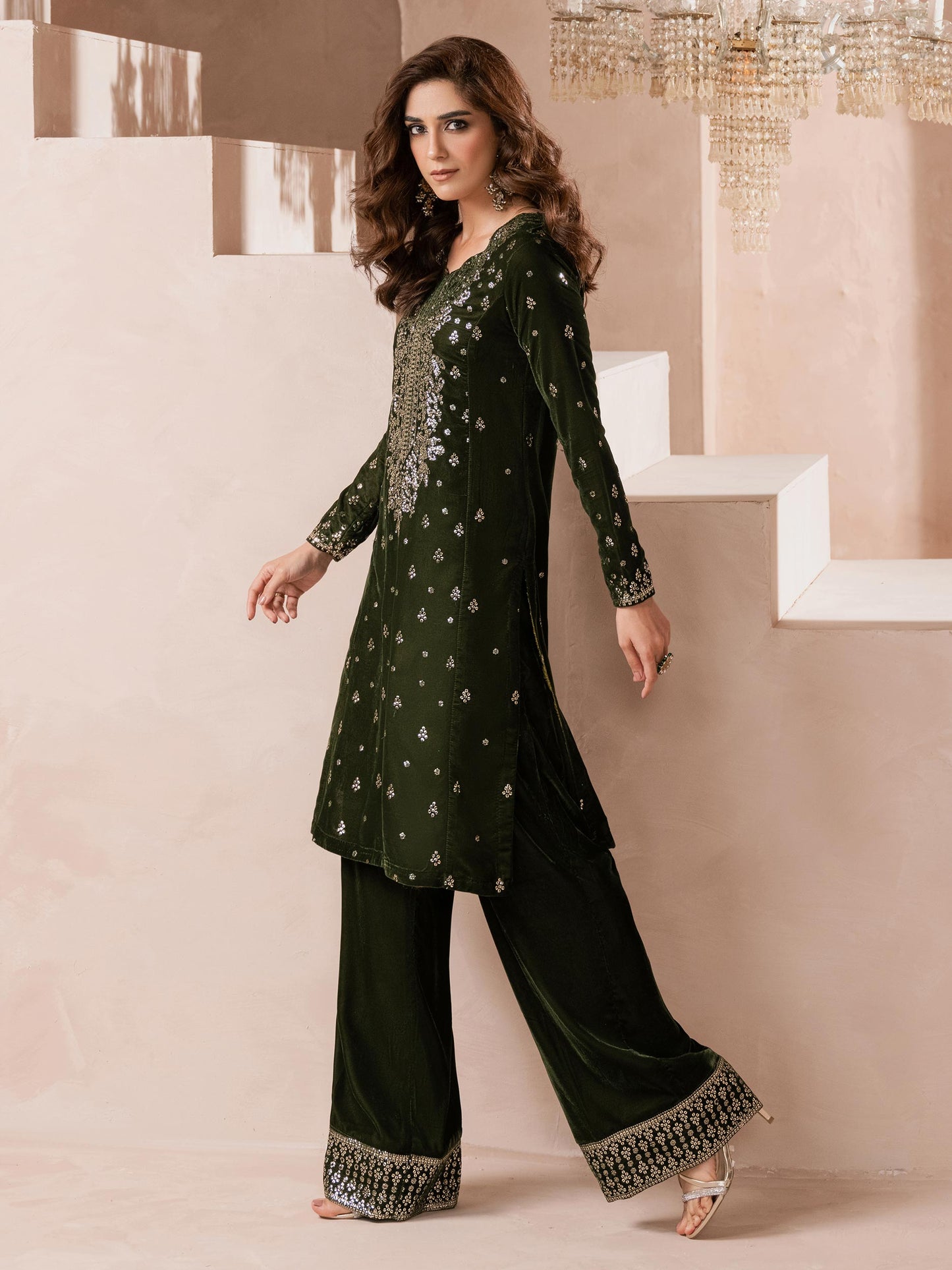 Lime Light | Velvet Pret | V-07 L Deep Olive Green Velvet