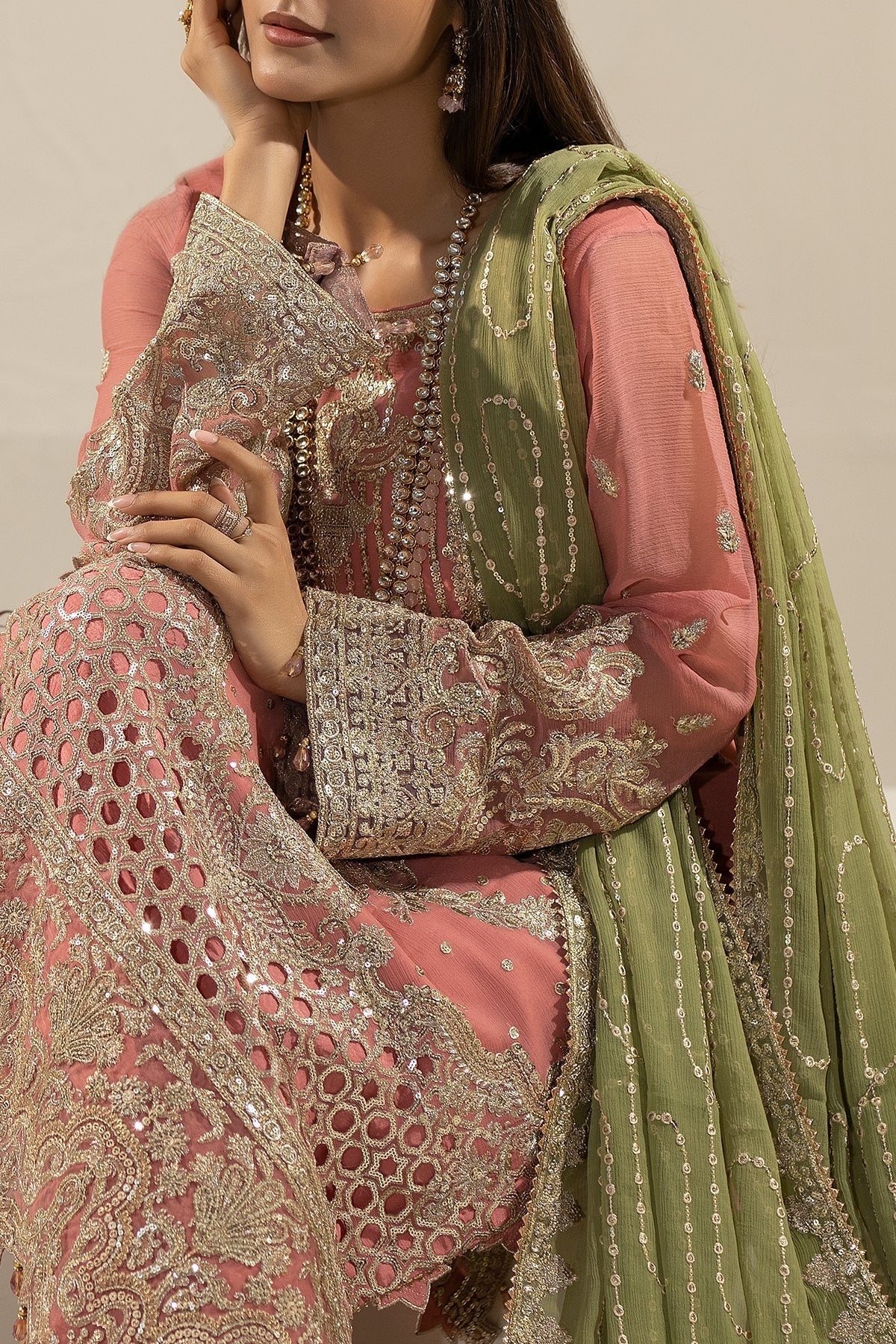 Imrozia Premium | Nisha Collection | M-82 NURAH M Peach Pink Chiffon
