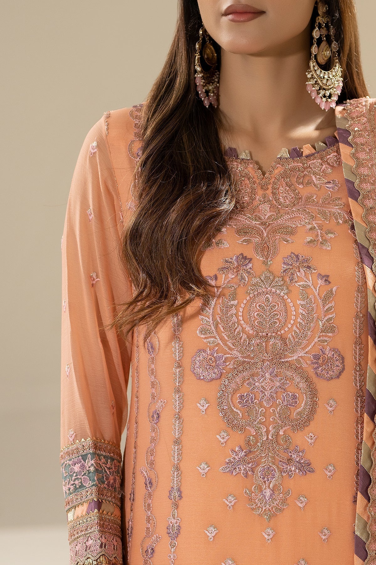 Imrozia Premium | Nisha Collection | M-83 ZIMAL M Peach Chiffon