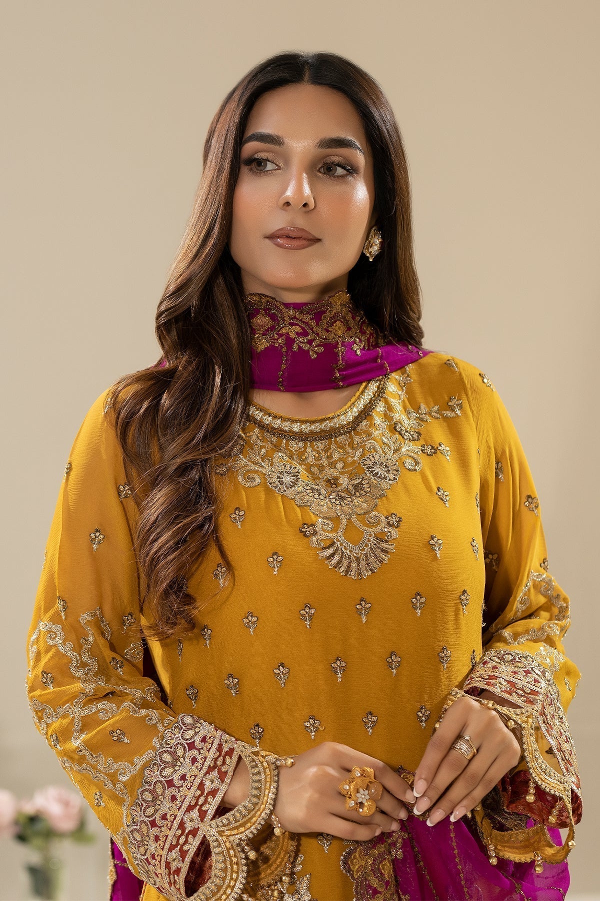 Imrozia Premium | Nisha Collection | M-86 ZOHAL L Mustard Yellow Chiffon