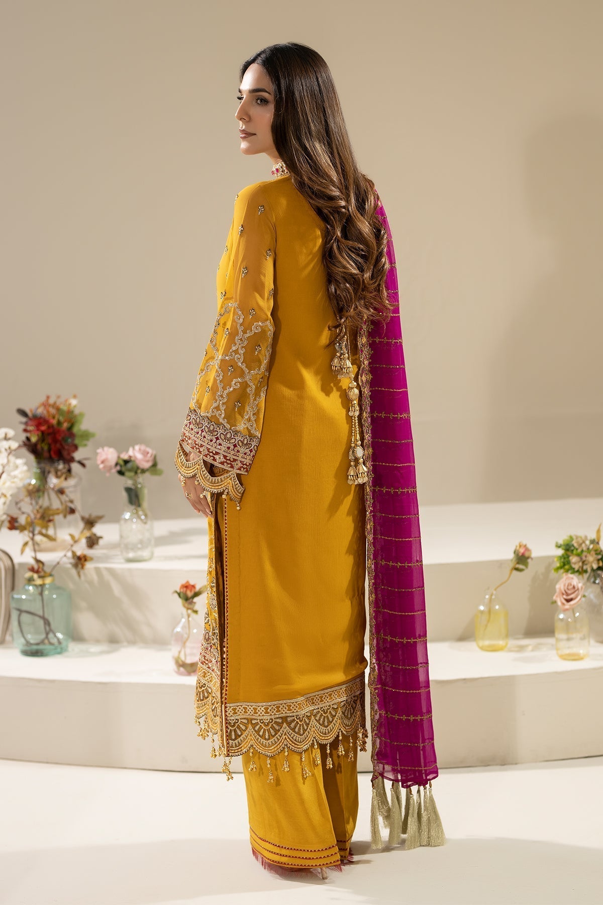 Imrozia Premium | Nisha Collection | M-86 ZOHAL S Mustard Yellow Chiffon