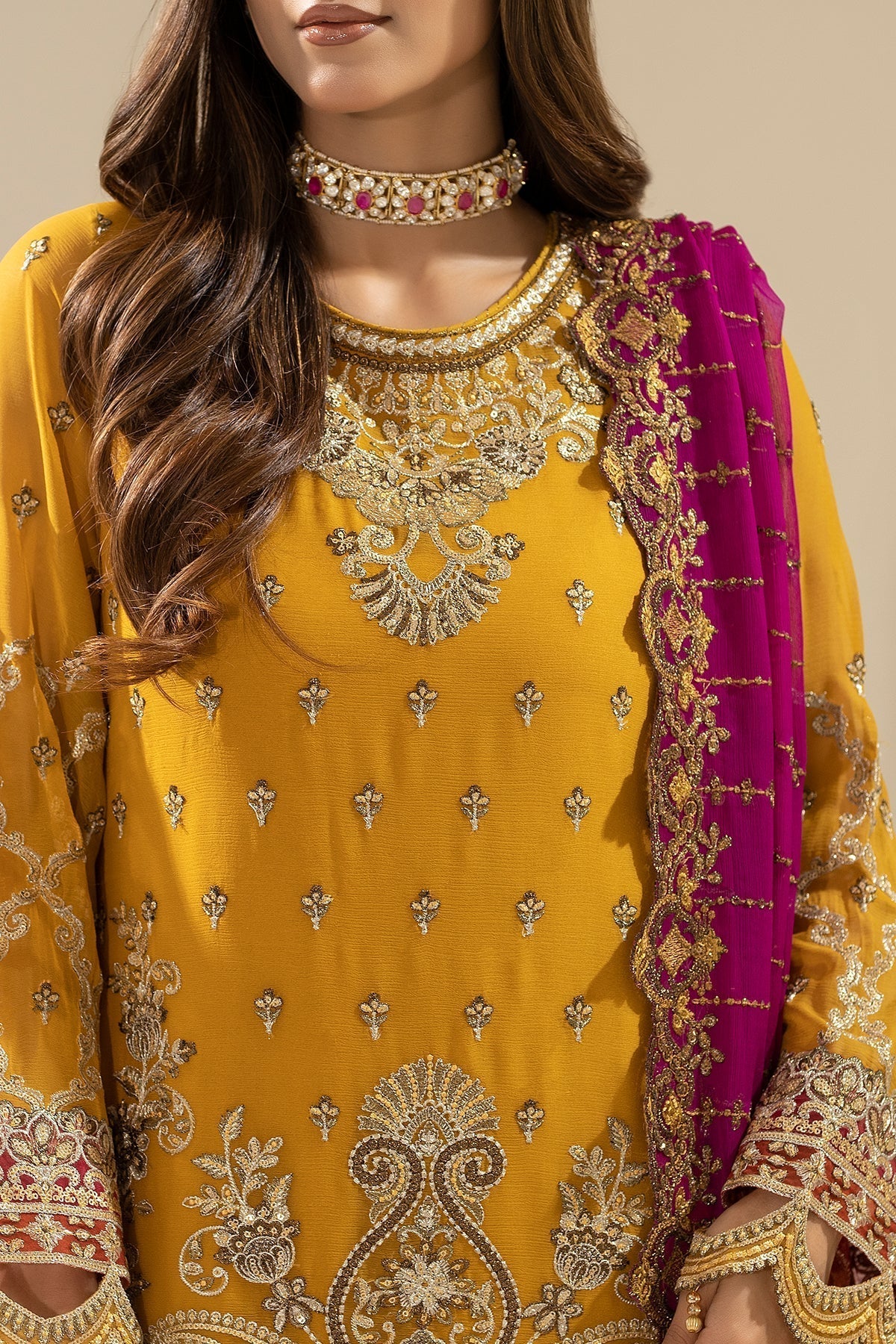 Imrozia Premium | Nisha Collection | M-86 ZOHAL M Mustard Yellow Chiffon