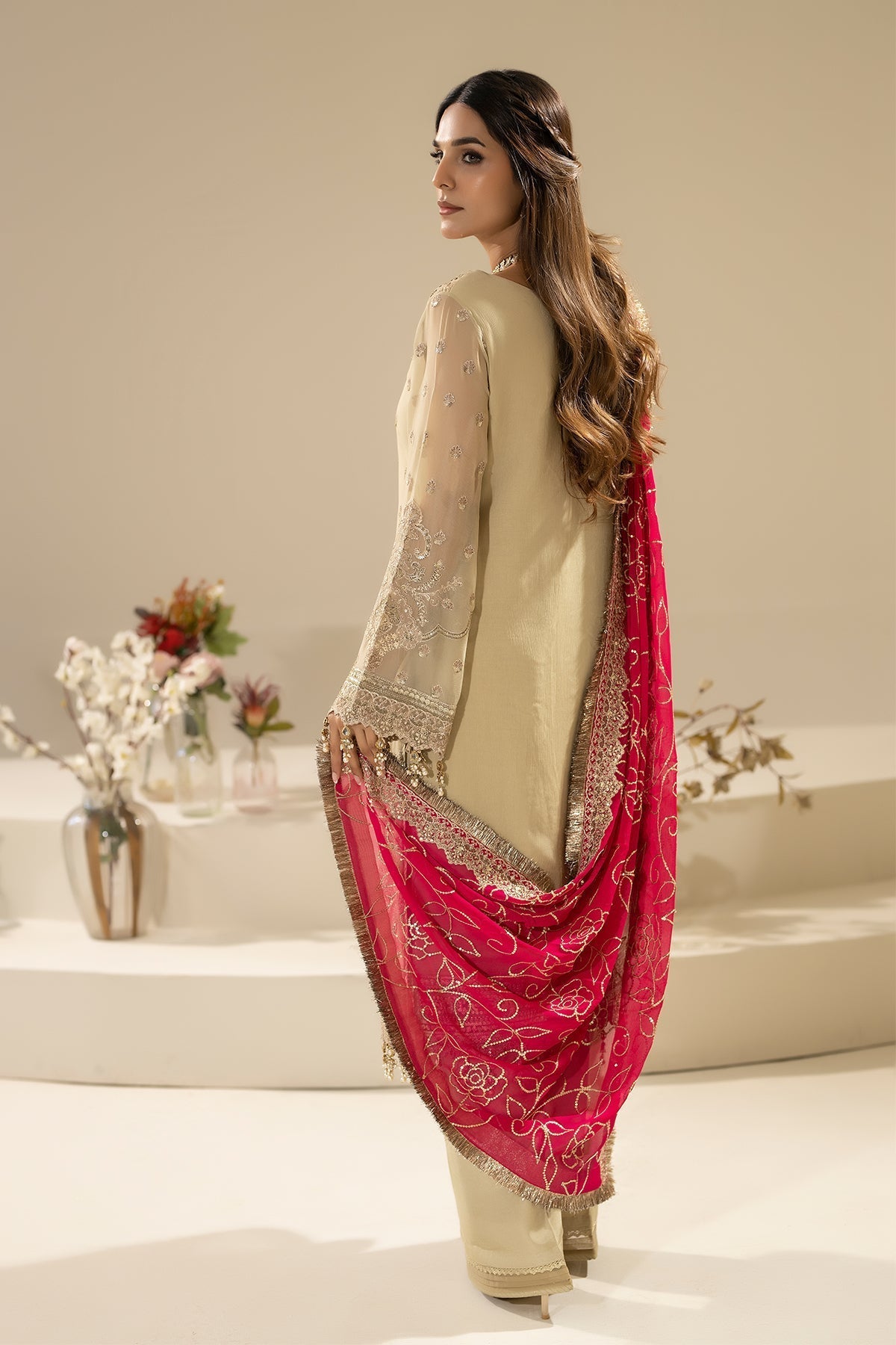Imrozia Premium | Nisha Collection | M-88 RINZA S Beige Chiffon
