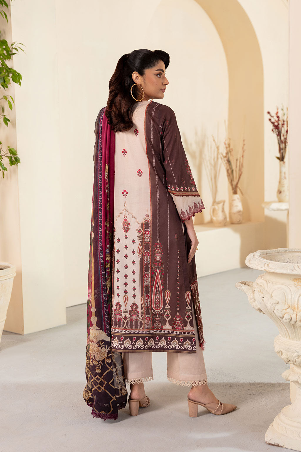 Ramsha | Mashaal Luxury Lawn | L-1309 S Lawn Chocolate Brown