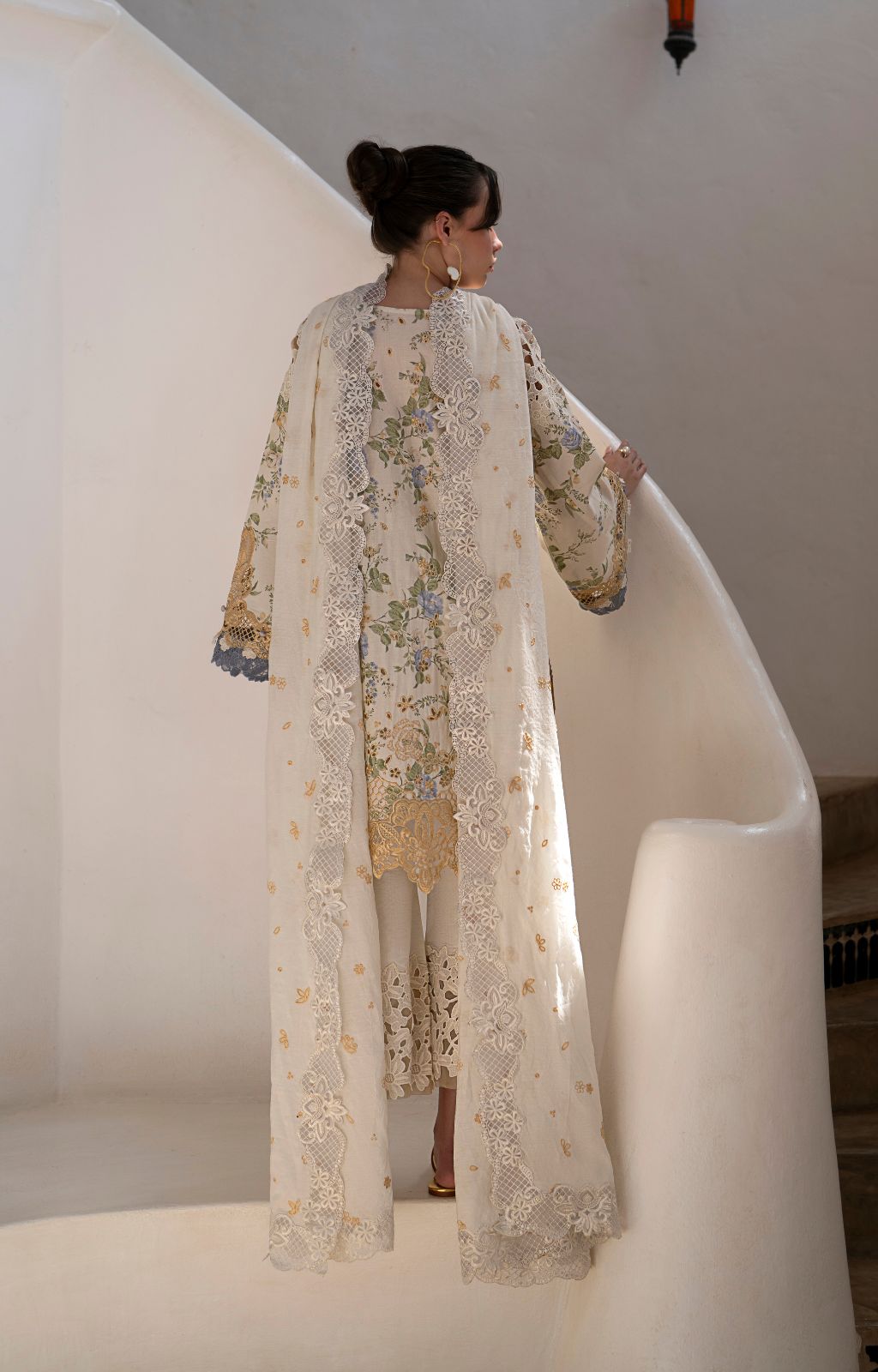 AJR Couture | Printakari Lawn 25 | Maze S Off White Lawn