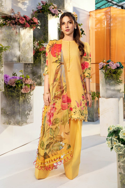 Maria B | M Basic Summer Lawn 25 | MB-CUS25-701A XS Yellow Lawn