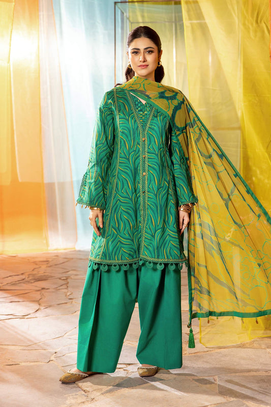 Maria B | M Basic Summer Lawn 25 | MB-CUS25-704A XS Emerald Green Lawn